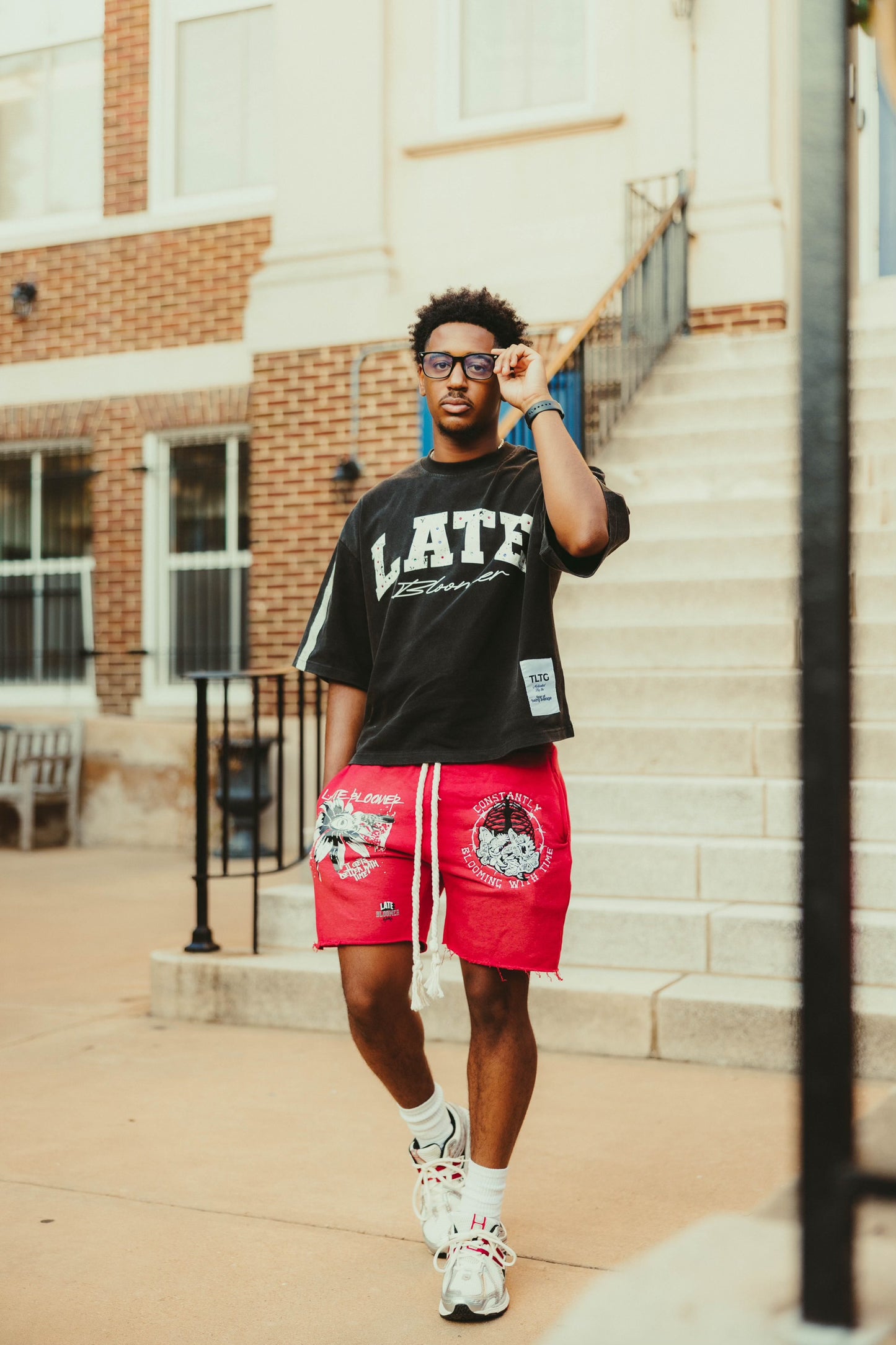 "Blooming With Time" Sweat Shorts (RED)